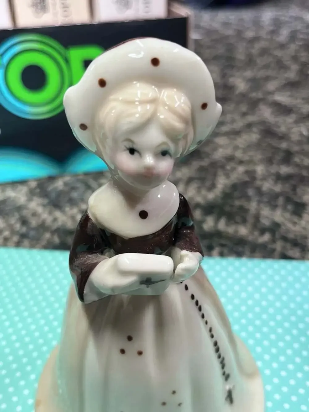 Vintage Brinn & Co Porcelain Bell Figurine of a Victorian Girl
